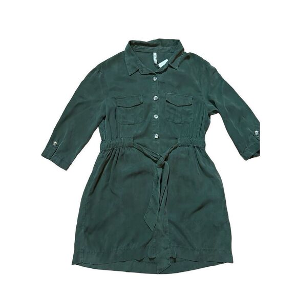 NWT Zara Army Green Women's Lyocell Shirt Dress Sz M - Picture 7 of 12